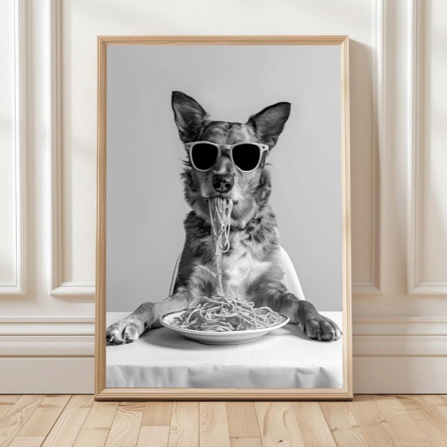 Australian Cattle Dog Eating Pasta Print: Spaghett Poster (Von Creator hochgeladen)