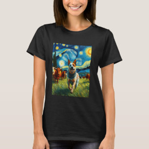 Australian Cattle Dog Hund Sternennacht Malerei T-Shirt