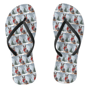Australian Cattle Dog im Schnee Weihnachten Flip Flops