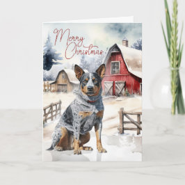 Australian Cattle Dog Merry Christmas Red Barn Feiertagskarte