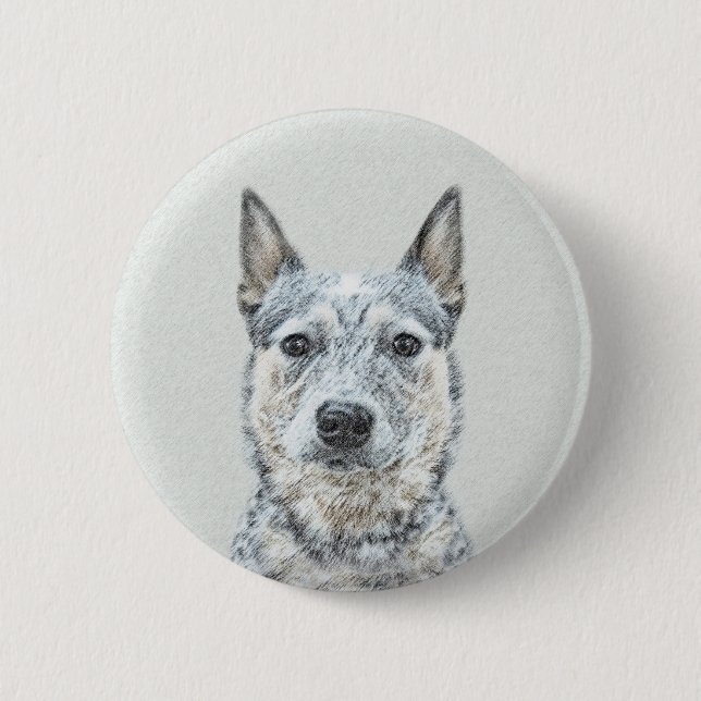 Australian Cattle Dog Painting - Niedliche Origina Button (Vorderseite)