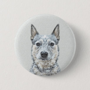 Australian Cattle Dog Painting - Niedliche Origina Button