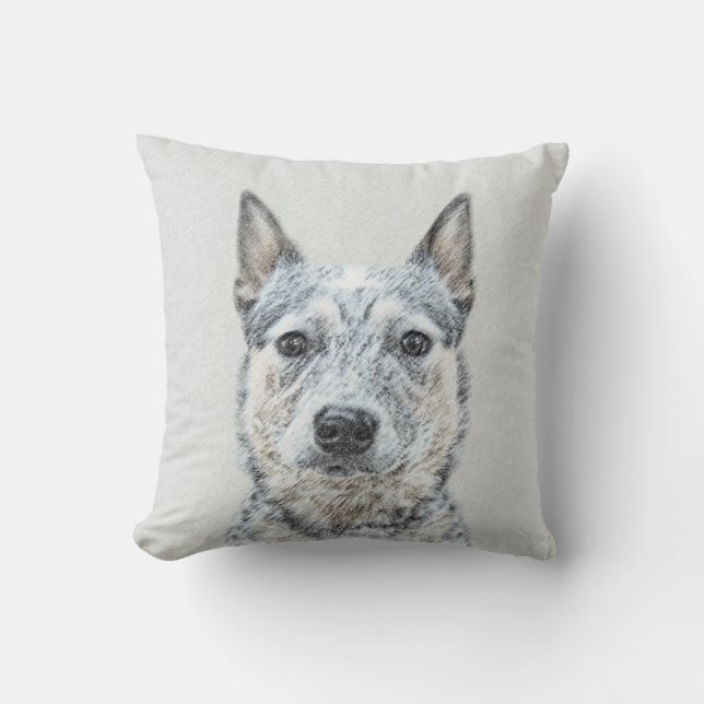 Australian Cattle Dog Painting - Niedliche Origina Kissen (Vorderseite)