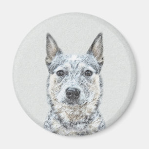 Australian Cattle Dog Painting - Niedliche Origina Magnet