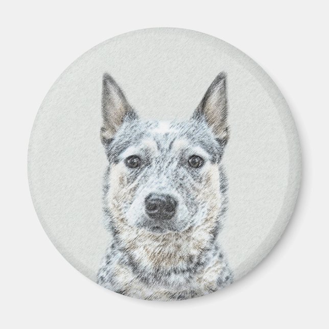 Australian Cattle Dog Painting - Niedliche Origina Magnet (Vorne)