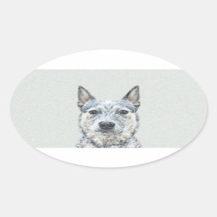 Australian Cattle Dog Painting - Niedliche Origina Ovaler Aufkleber