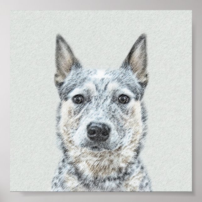 Australian Cattle Dog Painting - Niedliche Origina Poster (Vorne)