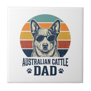 Australian Cattle Dog Vater Vintage Sonnenuntergan Fliese