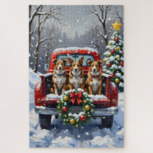 Australian Cattle Dog Weihnachten Rotes Lastwagen Puzzle