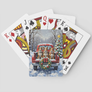 Australian Cattle Dog Weihnachten Rotes Lastwagen Spielkarten