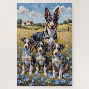 Australian Cattle Dog Wildflower-Feld-Kunst Puzzle