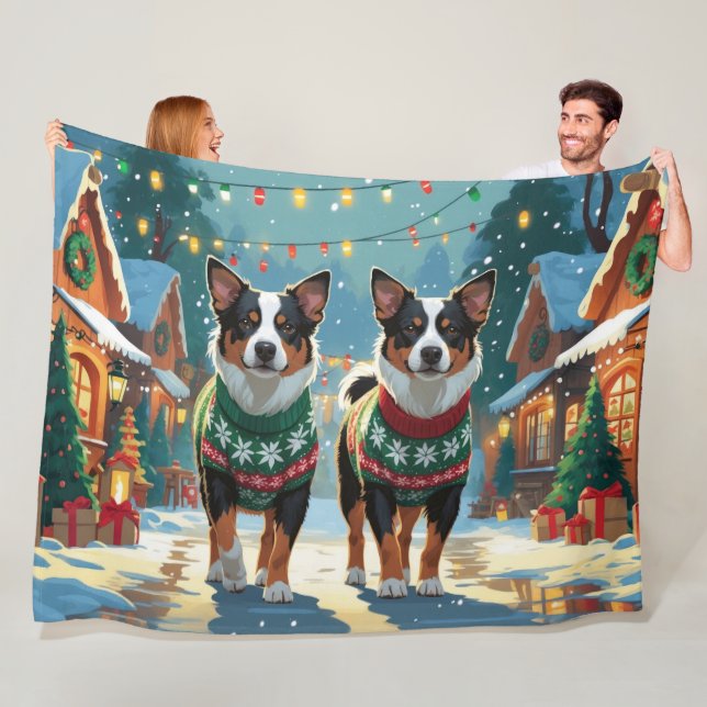 Australian Cattle Dogs Christmas Snow Holiday Fleecedecke (Beispiel)