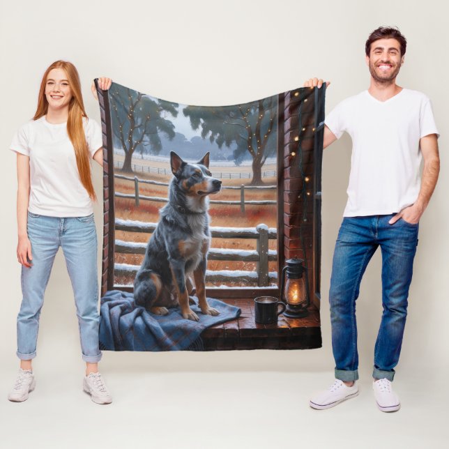 Australian Cattle With Christmas Lights Holiday Fleecedecke (Beispiel)