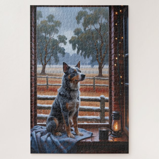 Australian Cattle With Christmas Lights Holiday Puzzle (Vertikal)
