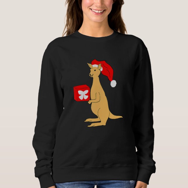Australian Christmas Kangaroo with Santa Claus Elf Sweatshirt (Vorderseite)
