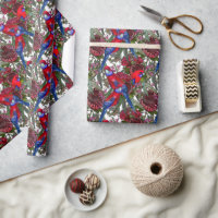 Australian Crimson Rosella und Wildblume Muster