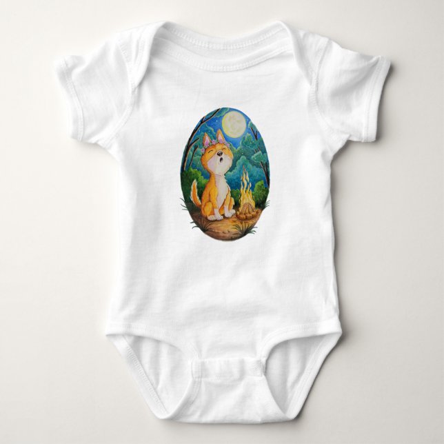 Australian Dingo howling on baby romper playsuit Baby Strampler (Vorderseite)