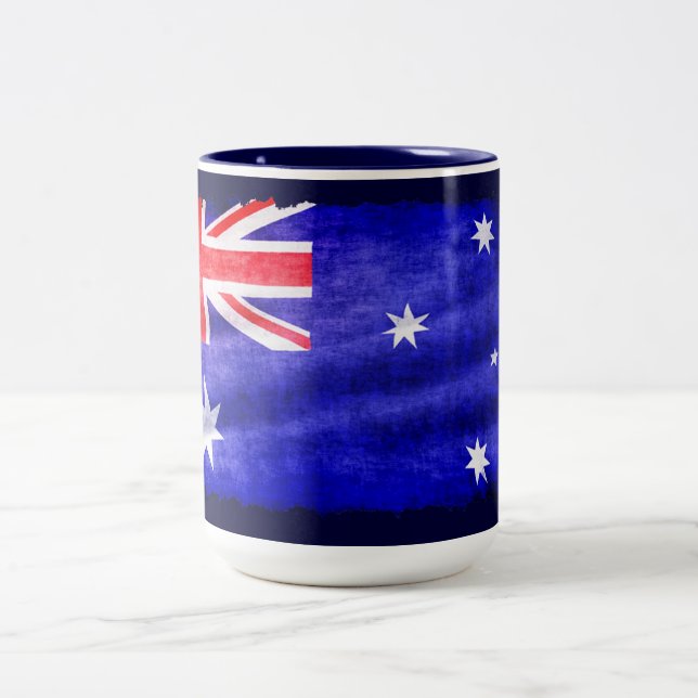 Australian Downunder Flag, Patriotic Design Zweifarbige Tasse (Mittel)