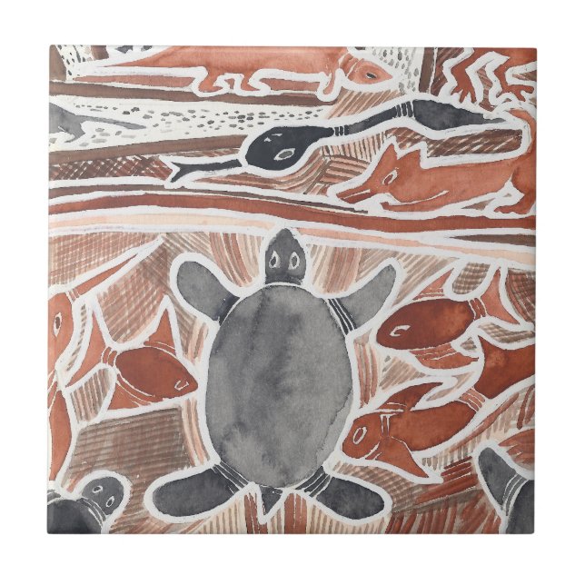 Australian Dreams Mythals Animals Turtle Tile Fliese (Vorderseite)