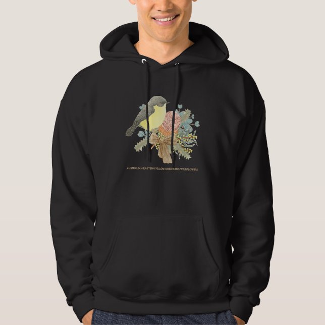 Australian Eastern Yellow Robin and Wildflowers Hoodie (Vorderseite)