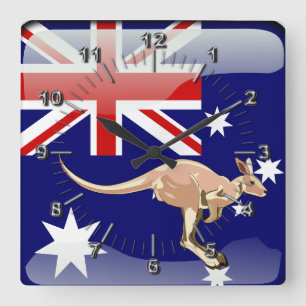 Australian glossy flag quadratische wanduhr