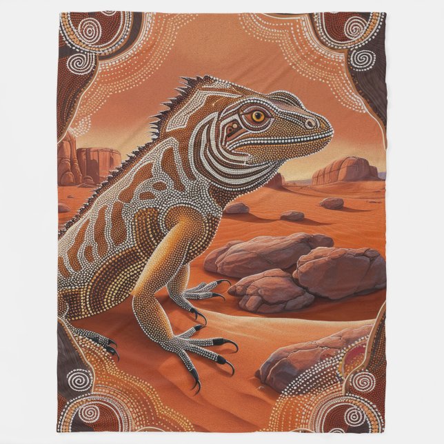 Australian Iguana Lizard Wildlife Scene Fleecedecke (Vorderseite)