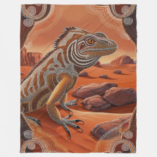Australian Iguana Lizard Wildlife Scene Fleecedecke