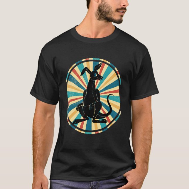 Australian Kangaroo Retro Aussie Zoo Animal Kanga T-Shirt (Vorderseite)