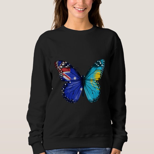 Australian Kazakhstani Flag Butterfly Sweatshirt (Vorderseite)
