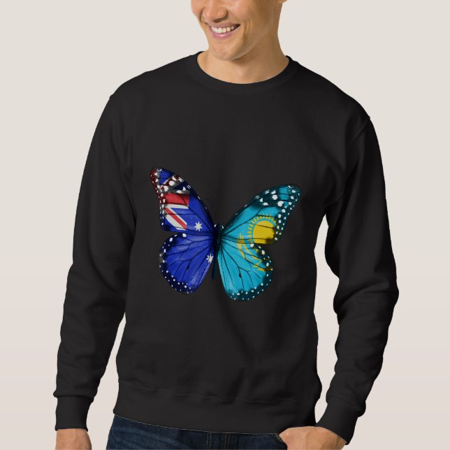 Australian Kazakhstani Flag Butterfly Sweatshirt (Vorderseite)
