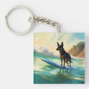 Australian Kelpie Beach Surfing Painting Schlüsselanhänger