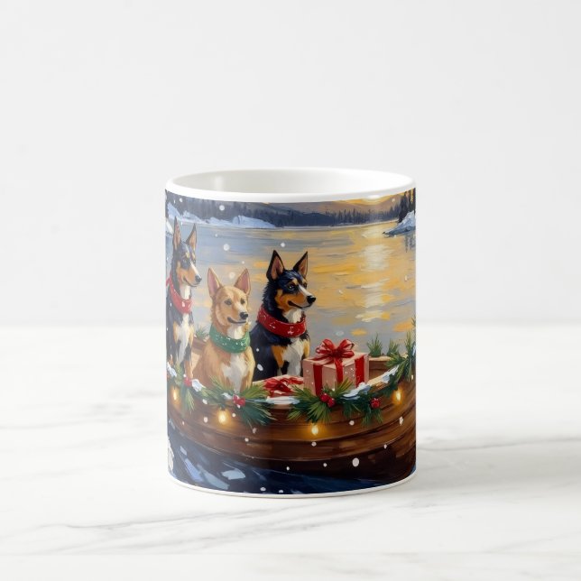 Australian Kelpie Christmas Boat Holiday Kaffeetasse (Mittel)