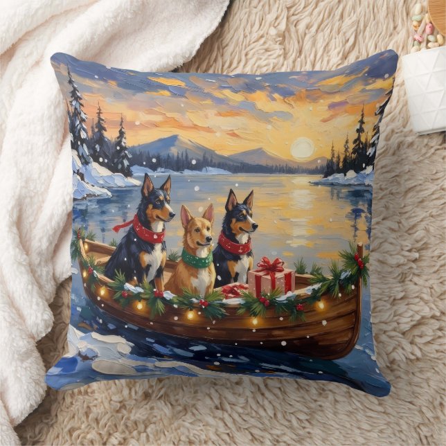 Australian Kelpie Christmas Boat Holiday Kissen (Decke)
