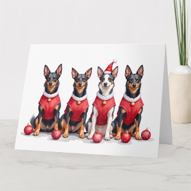 Australian Kelpie Christmas Dress Santa Hat Karte (Vorderseite)