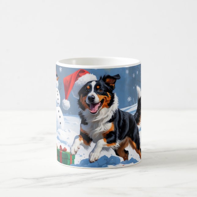 Australian Kelpie Christmas Festive Snow Scene Kaffeetasse (Mittel)