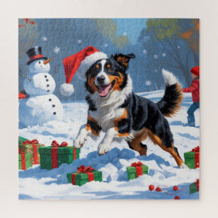 Australian Kelpie Christmas Festive Snow Scene Puzzle