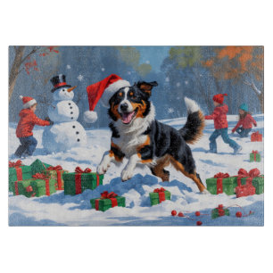 Australian Kelpie Christmas Festive Snow Scene Schneidebrett