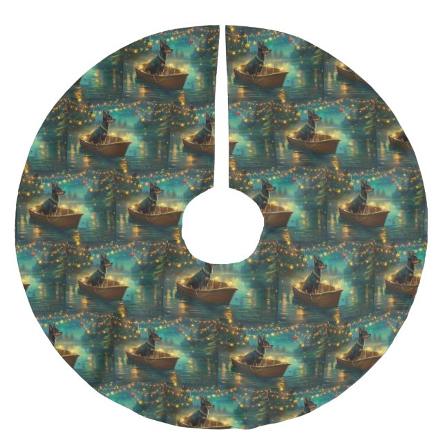 Australian Kelpie Christmas Festive Voyage Polyester Weihnachtsbaumdecke (Vorderseite)