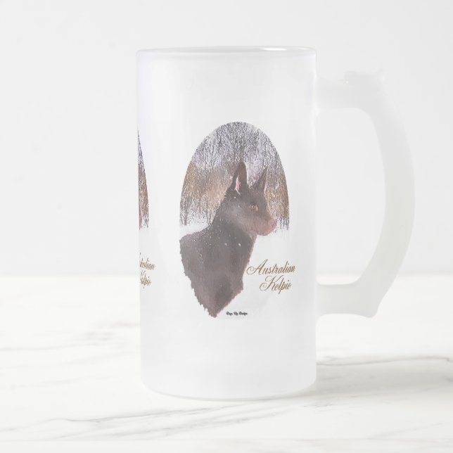 Australian Kelpie Christmas Geschenke Mattglas Bierglas (Rechts)