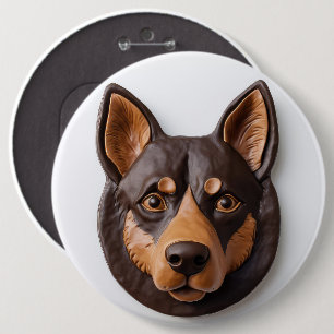 Australian Kelpie Dog 3D Inspiriert Button