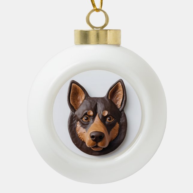 Australian Kelpie Dog 3D Inspiriert Keramik Kugel-Ornament (Vorderseite)