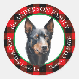 Australian Kelpie Dog Buffalo Karierte Rücksendead Runder Aufkleber