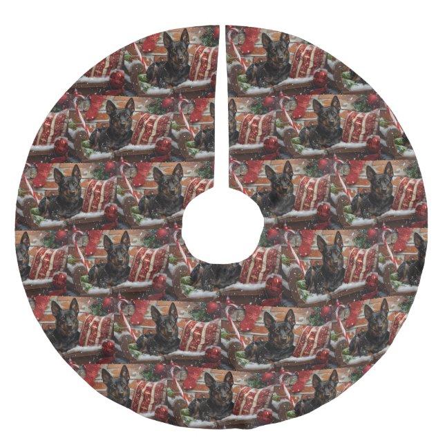 Australian Kelpie Dog Christmas Festive Polyester Weihnachtsbaumdecke (Vorderseite)