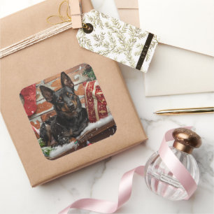 Australian Kelpie Dog Christmas Festive Quadratischer Aufkleber