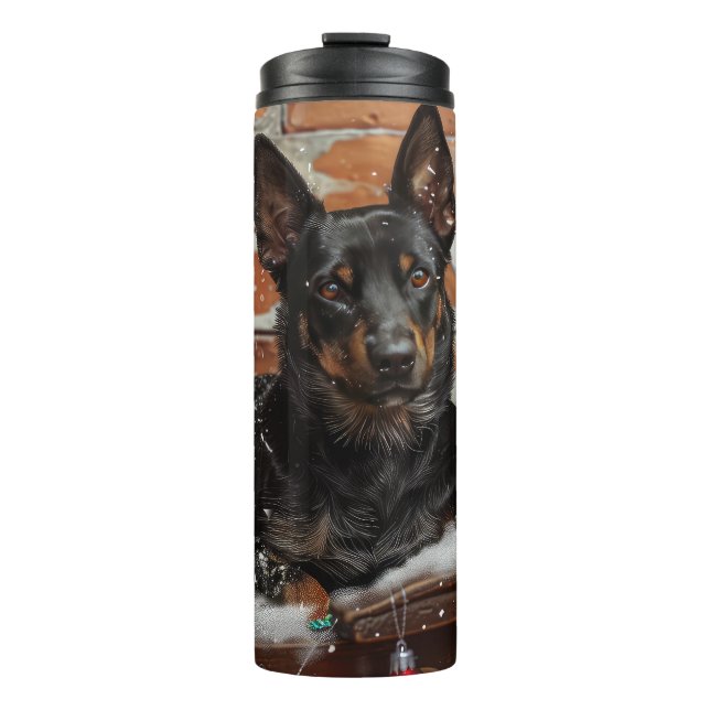 Australian Kelpie Dog Christmas Festive Thermosbecher (Vorderseite)