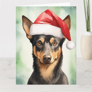 Australian Kelpie Dog Christmas Santa Paws Karte