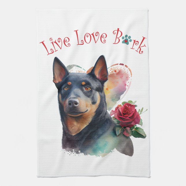 Australian Kelpie Dog Mama Floral Geschirrtuch (Vertikal)