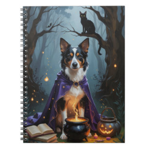 Australian Kelpie Dog Whimsical Halloween Painting Notizblock