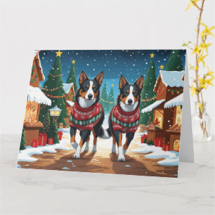 Australian Kelpie Dogs Christmas Snow Holiday Karte