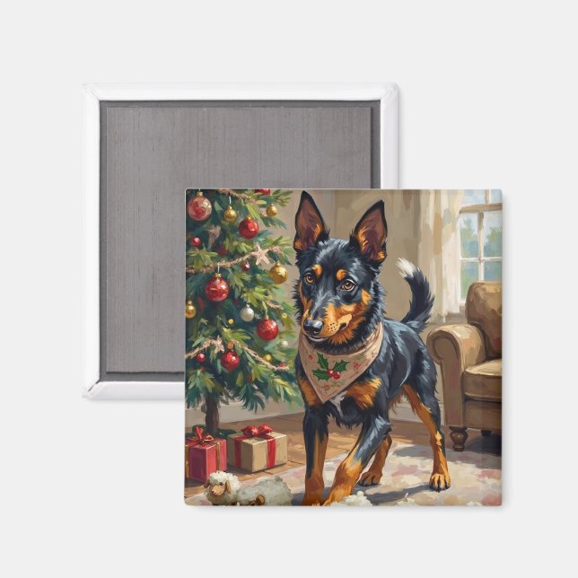 Australian Kelpie Herding Christmas Art Magnet (Vorderseite/Rückseite)